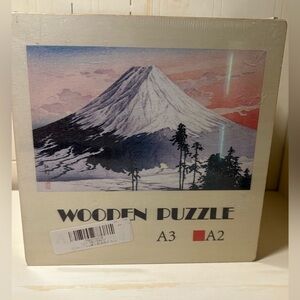 Wooden Puzzle with Mountain Scene